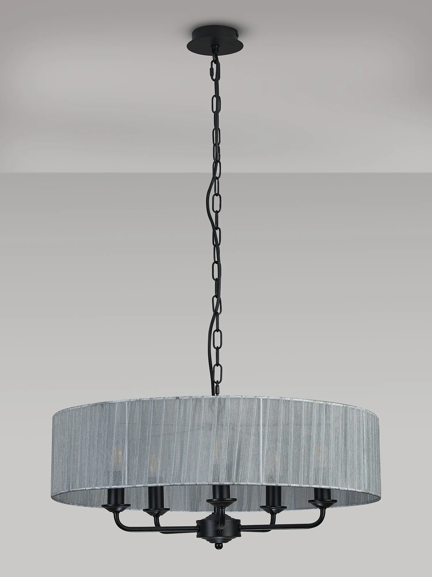 Banyan 45cm 3 Light Pendant Matt Black, Grey DK1032  Deco Banyan MB GR